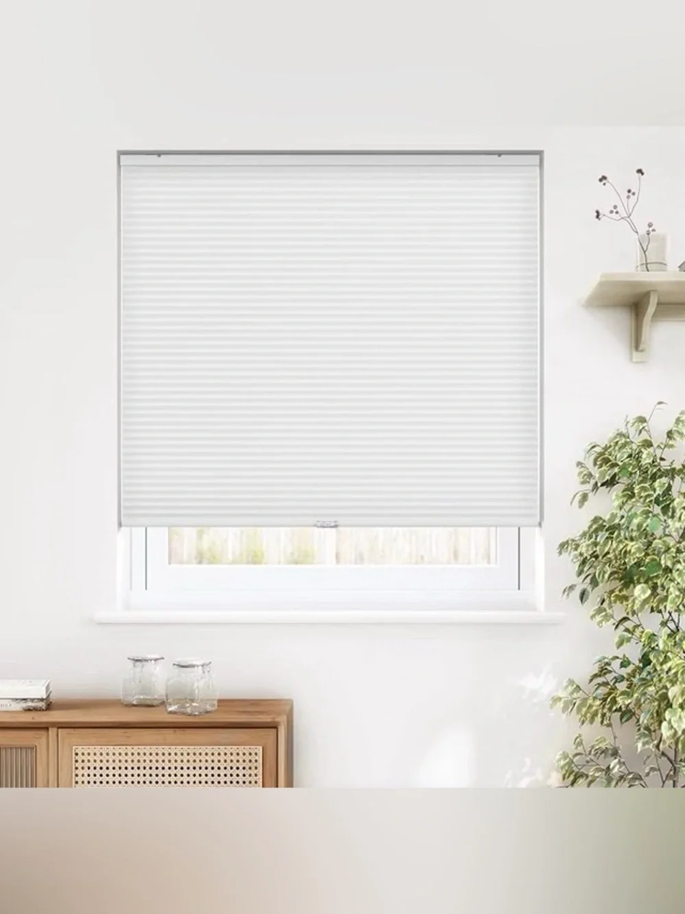 LAZBlinds Cordless Cellular Window Shade   Color White 42.5” x 48”